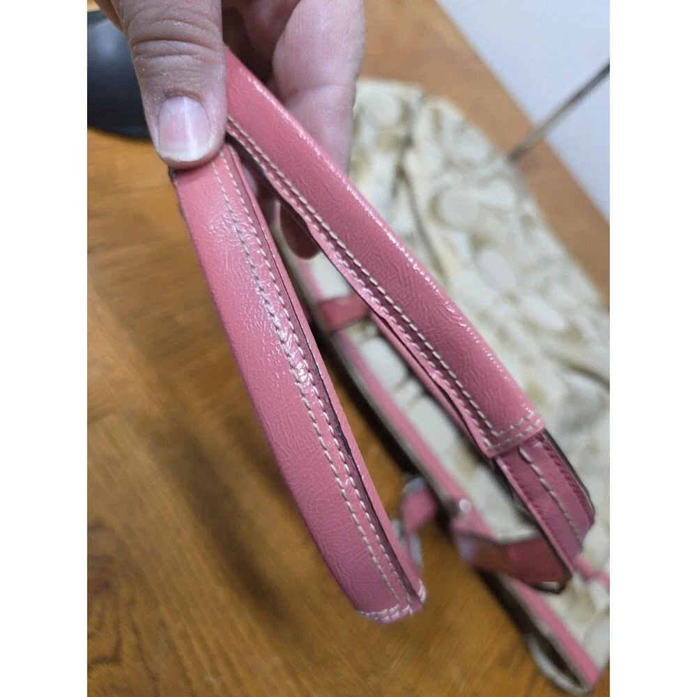 Coach F21865 Signature Stripe Diaper Baby Bag Multifunction Tote Pink Read
